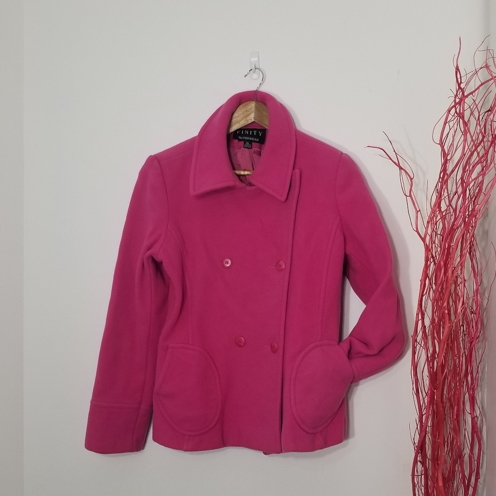 Finity | Bubblegum Pink Wool Classic Pea Coat XL